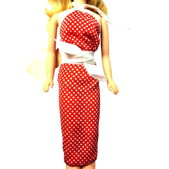 1970's Vintage Barbie Best Buy Red Polka Dot Halter Dress #1465 - Picture 1 of 5